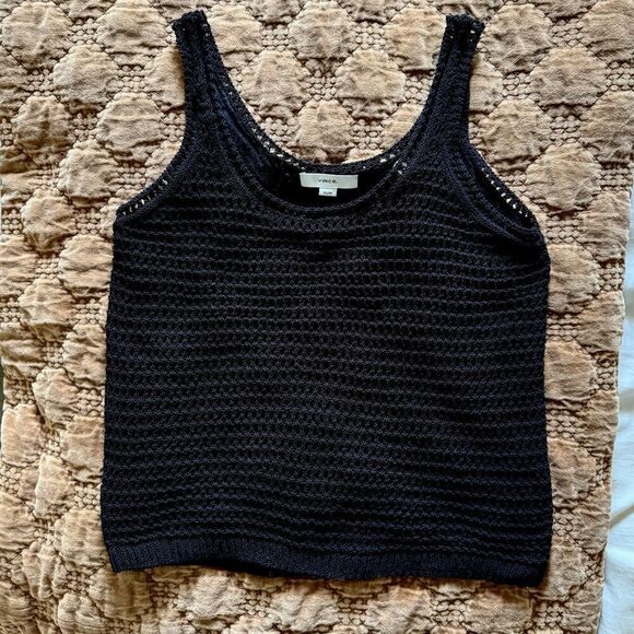 Vince Black Cotton Blend Crochet Tank XS - Picture 4 of 7